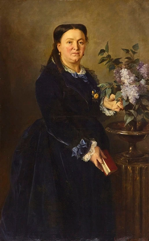 Elegante dama con mazzo di lillà, 1876